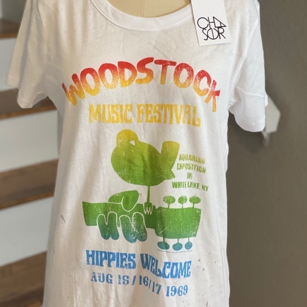Chaser Woodstock Paint Splatter Hem Tshirt NWT​​​​​​​​​​ - Picture 7 of 8